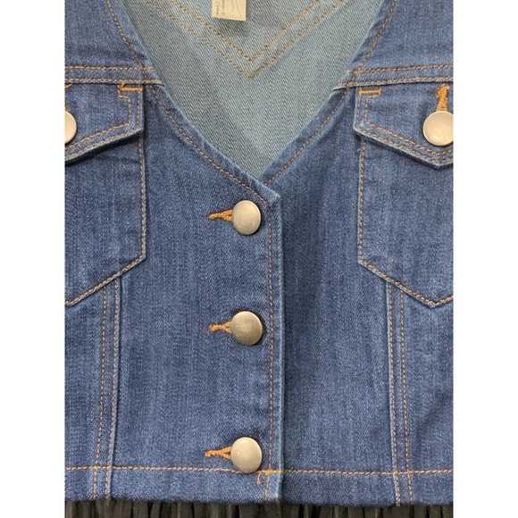 Denim Overall Top Tulle Sheer Y2K Long Sheer Front Hi Low Forever 21 Exclusive M - Picture 8 of 8